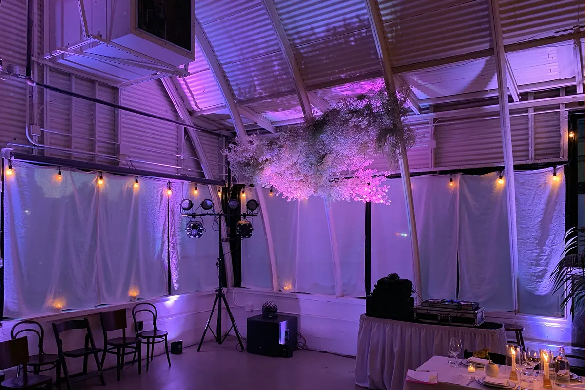 wedding reception room up lighting
