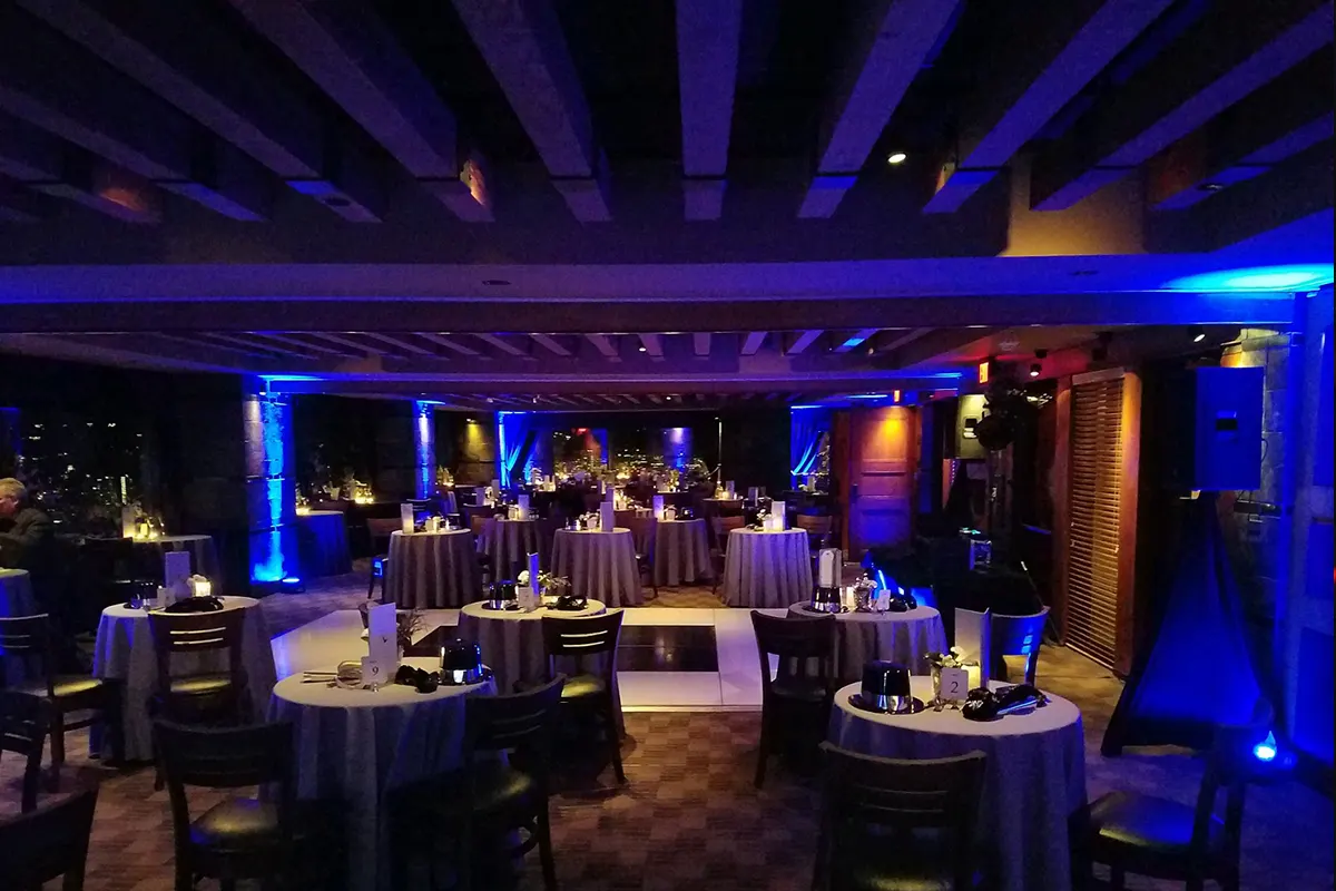 wedding reception room up lighting