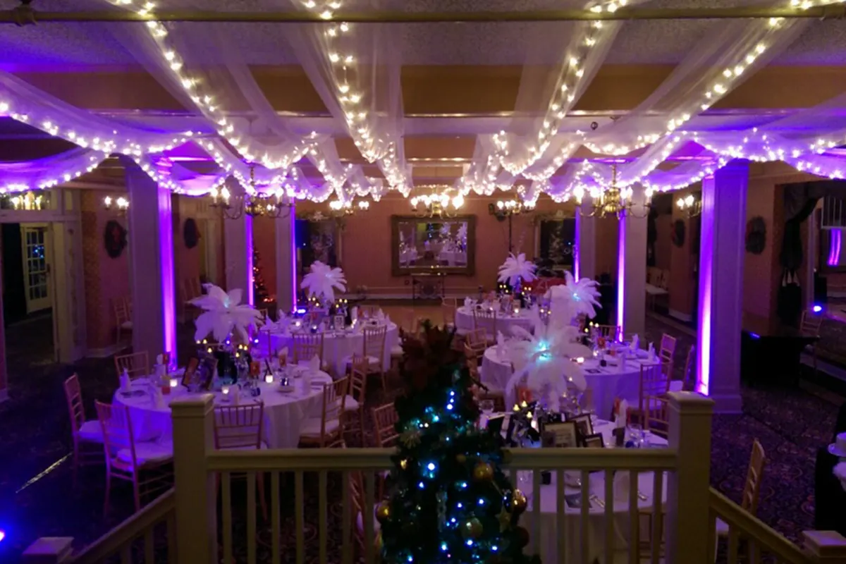 wedding reception room up lighting