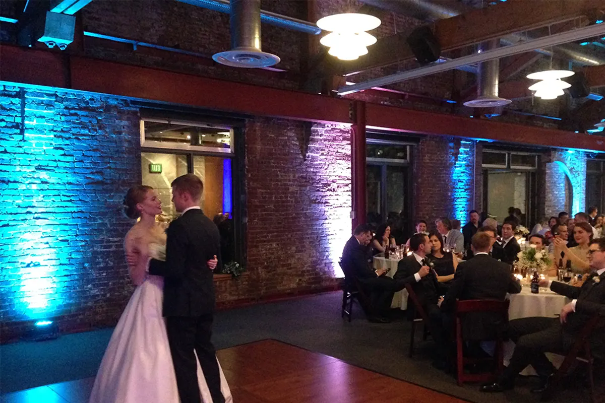 wedding reception room up lighting