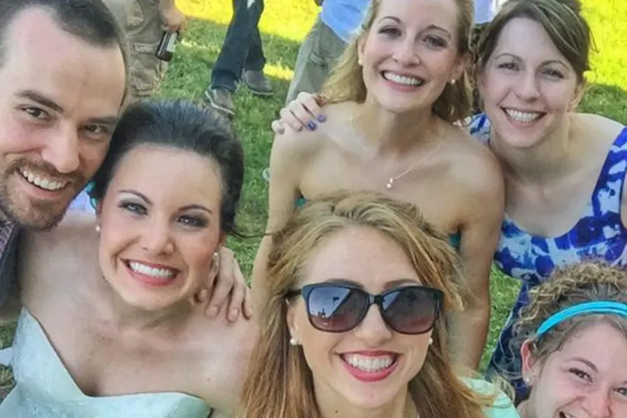 joe ebner with happy bride wedding dj